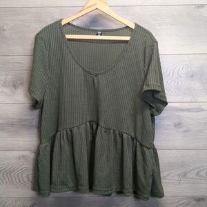 Shein Short Sleeve Waffle Blouse Women's Plus Size 4x